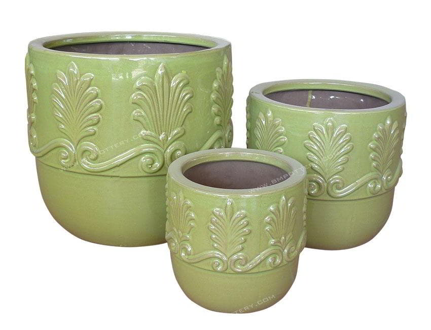 Ceramic Pots-CE-1802Lily-Green
